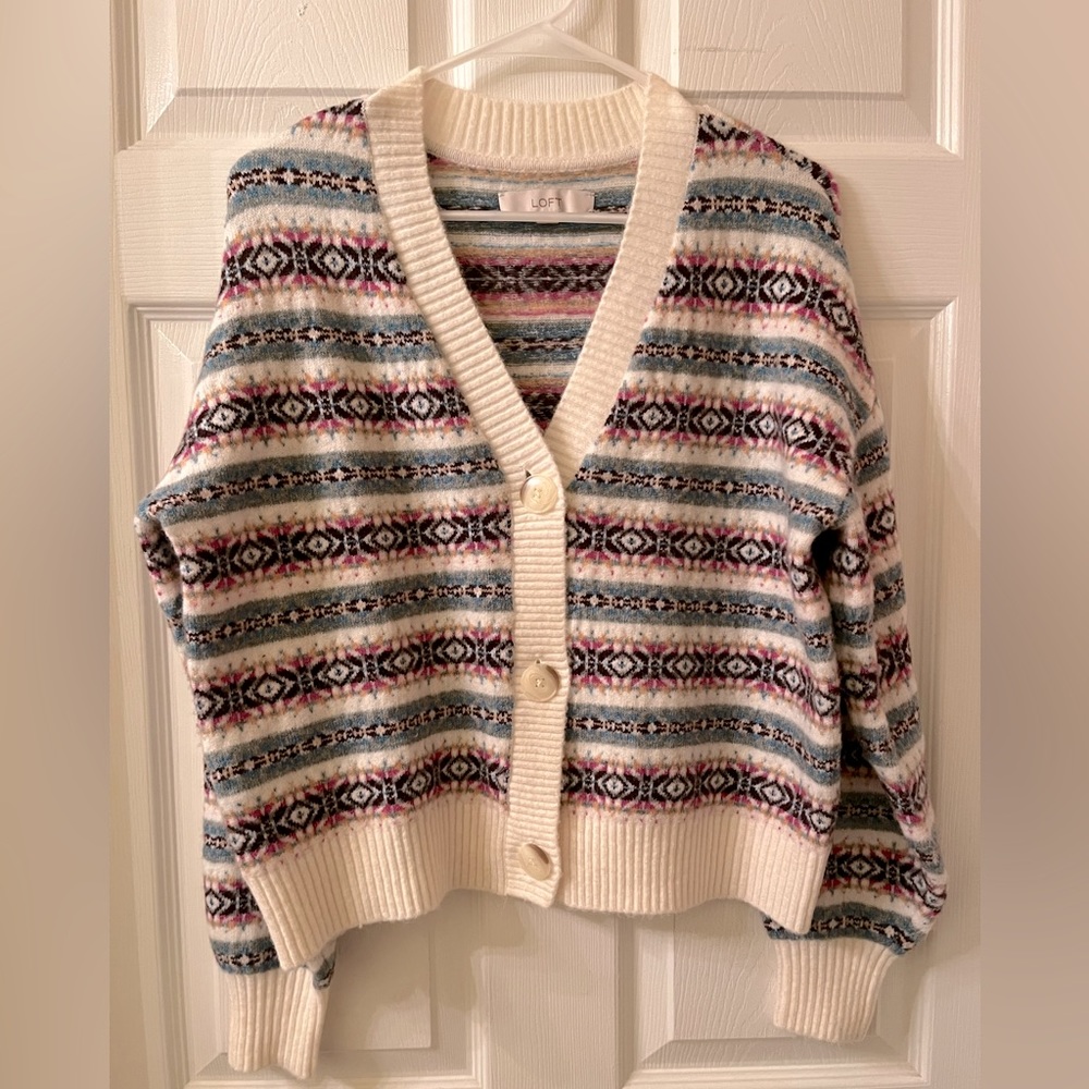 LOFT Fair Isle Cardigan Sweater